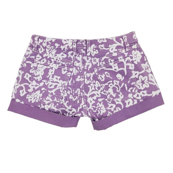 DVF x‎ Current/Elliott Lilac Printed Rolled Hem Denim Shorts Women's Size 0/24 - Picture 3 of 9
